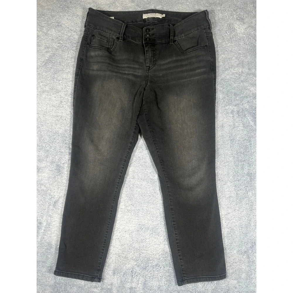 Torrid‎ Denim Black Faded Jeggings Women's Size 16 Triple Button Stretch Jeans